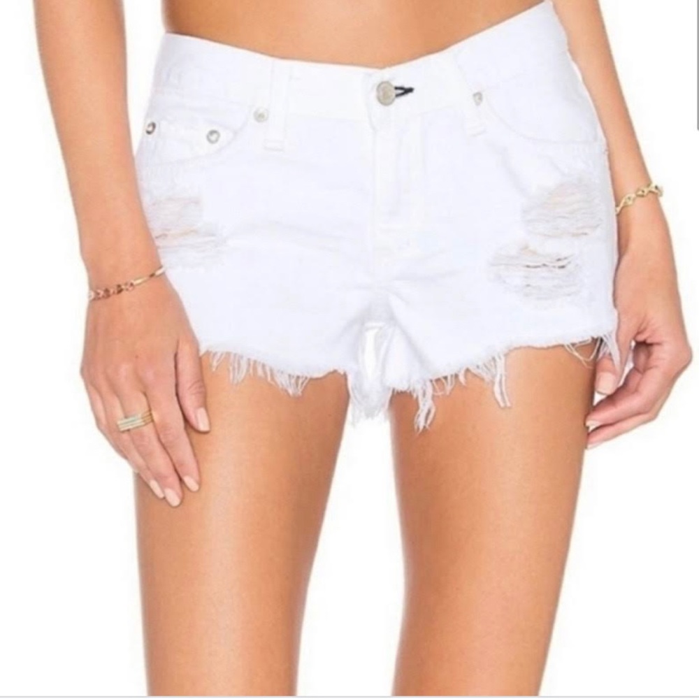 Rag and Bone distressed white denim shorts